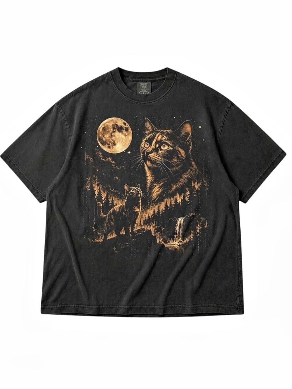 Comfort Colors Cat Graphic Short Sleeve Tee in Black Like New